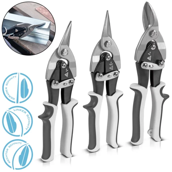 Škarje za pločevino STAHLWERK, komplet ravnih, levih in desnih - 3 kosi