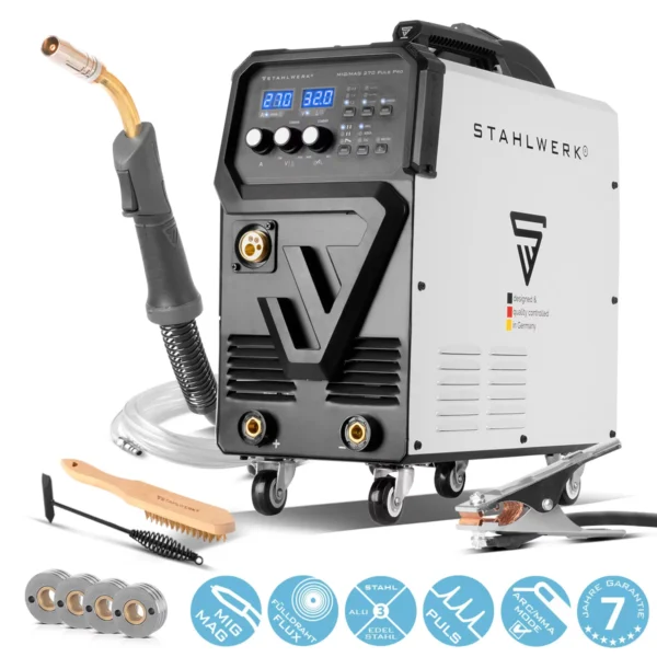 Inverter Varilni aparat 4-v-1 STAHLWERK MIG 270 Puls Pro TIG in MMA funkcija ARC
