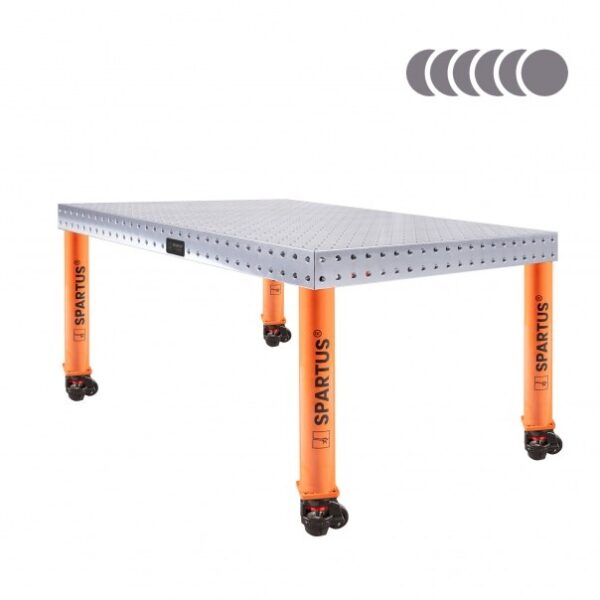 SPARTUS HERMES 3D varilna miza 1500x1000x100mm | Sistem D16 | 4 noge s kolesi D=650mm