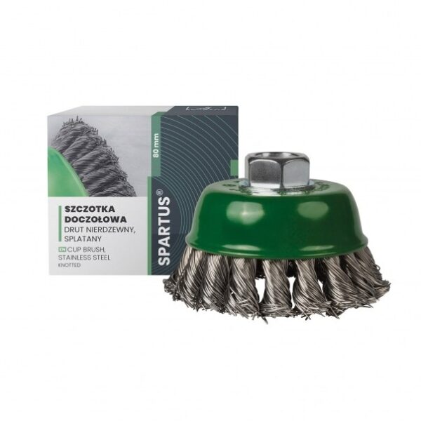 Lončasta krtača Fi 80 mm, nerjaveče jeklo, pletena žica 0,5 mm, profil M14